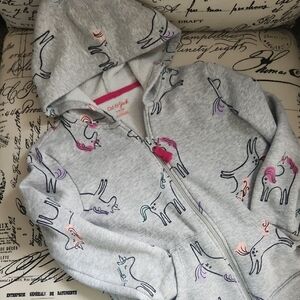 Cat & Jack Gray Hoodie with Pink & Purple Unicorns